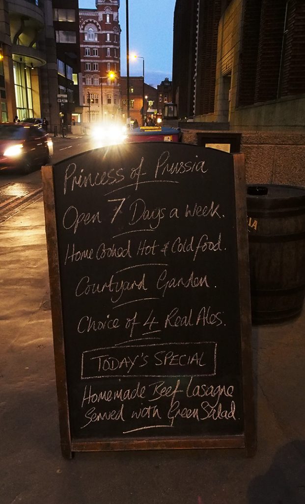 Princess of Prussia - sandwich board